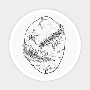 Egg Monster Horror Black Lineart Magnet